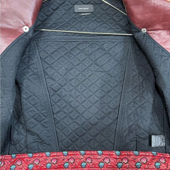 Isabel Marant Embroidered Leather Trim Moto Jacket Size S - Picture 6 of 8